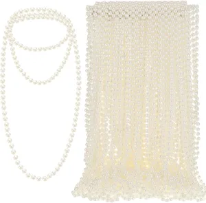 Inbagi 200 Pcs Pearl Necklaces for Women Bulk Ivory Faux Beaded Necklace 7 mm 33 Inch Large Pearl Strand for 1920s Party Birthday Wedding Tea Party Bridal Shower Christmas Decorations