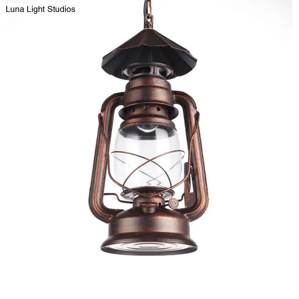 Industrial Single Light Pendant with Clear Glass and Vintage Finish for Indoor Use