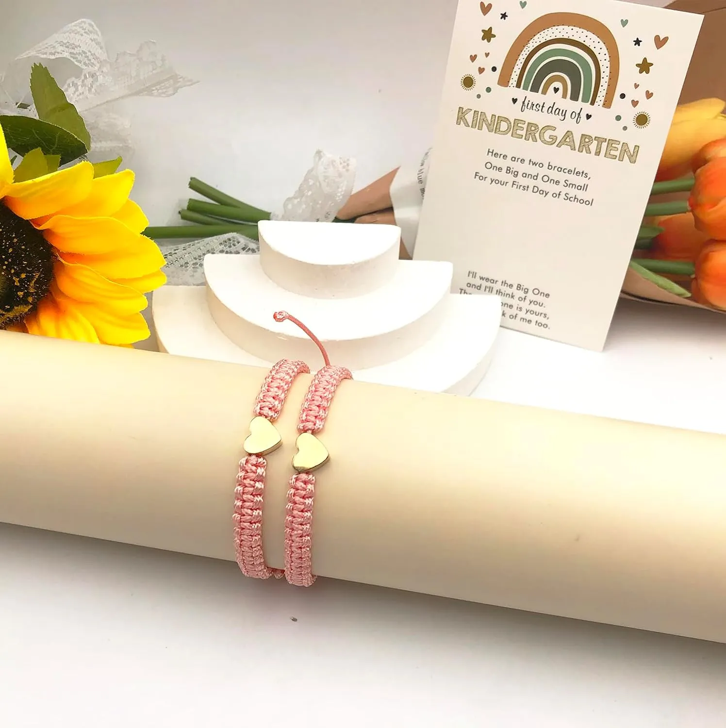 INENIMARTJ First Day of Bracelets First Day of School Bracelets,Back to School Bracelets for 2,Matching Heart Wish Adjustable Bracelets