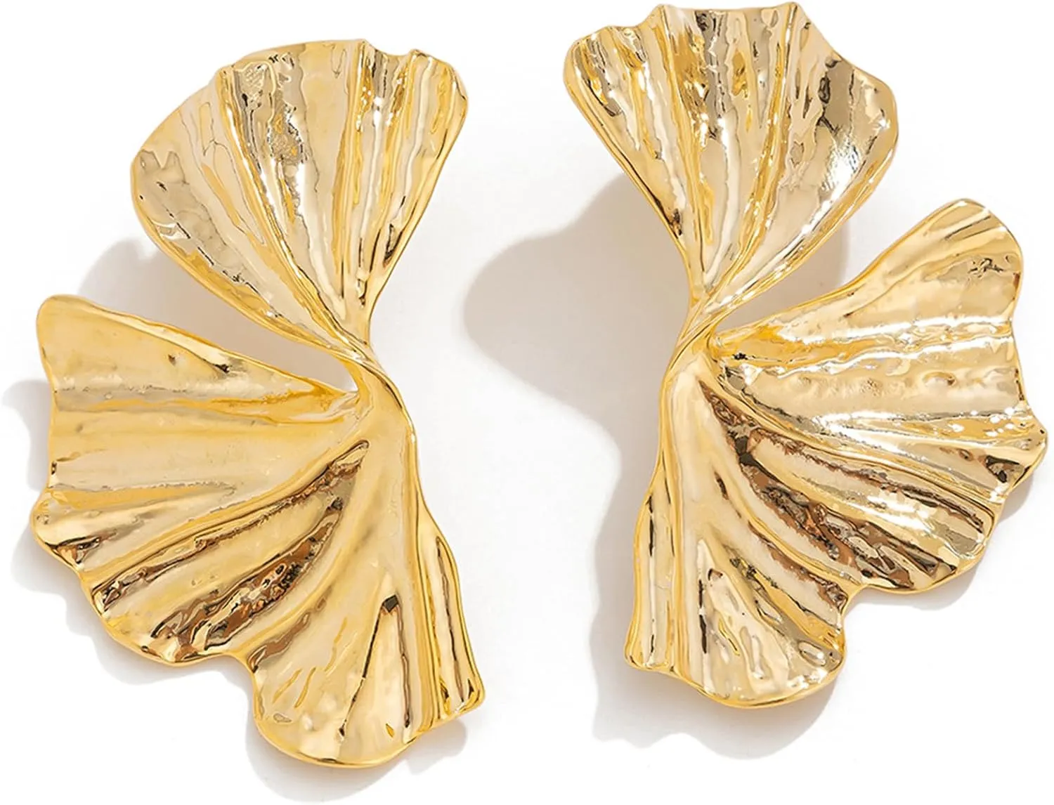 Irregular Petal Earrings For Women,Gold Statement Earring Vintage Exaggerated Leaf/Flower/Sectored Dangle Earrings Punk Stylish Metal Twisted Earring Jewelry