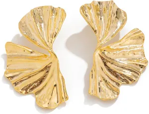 Irregular Petal Earrings For Women,Gold Statement Earring Vintage Exaggerated Leaf/Flower/Sectored Dangle Earrings Punk Stylish Metal Twisted Earring Jewelry