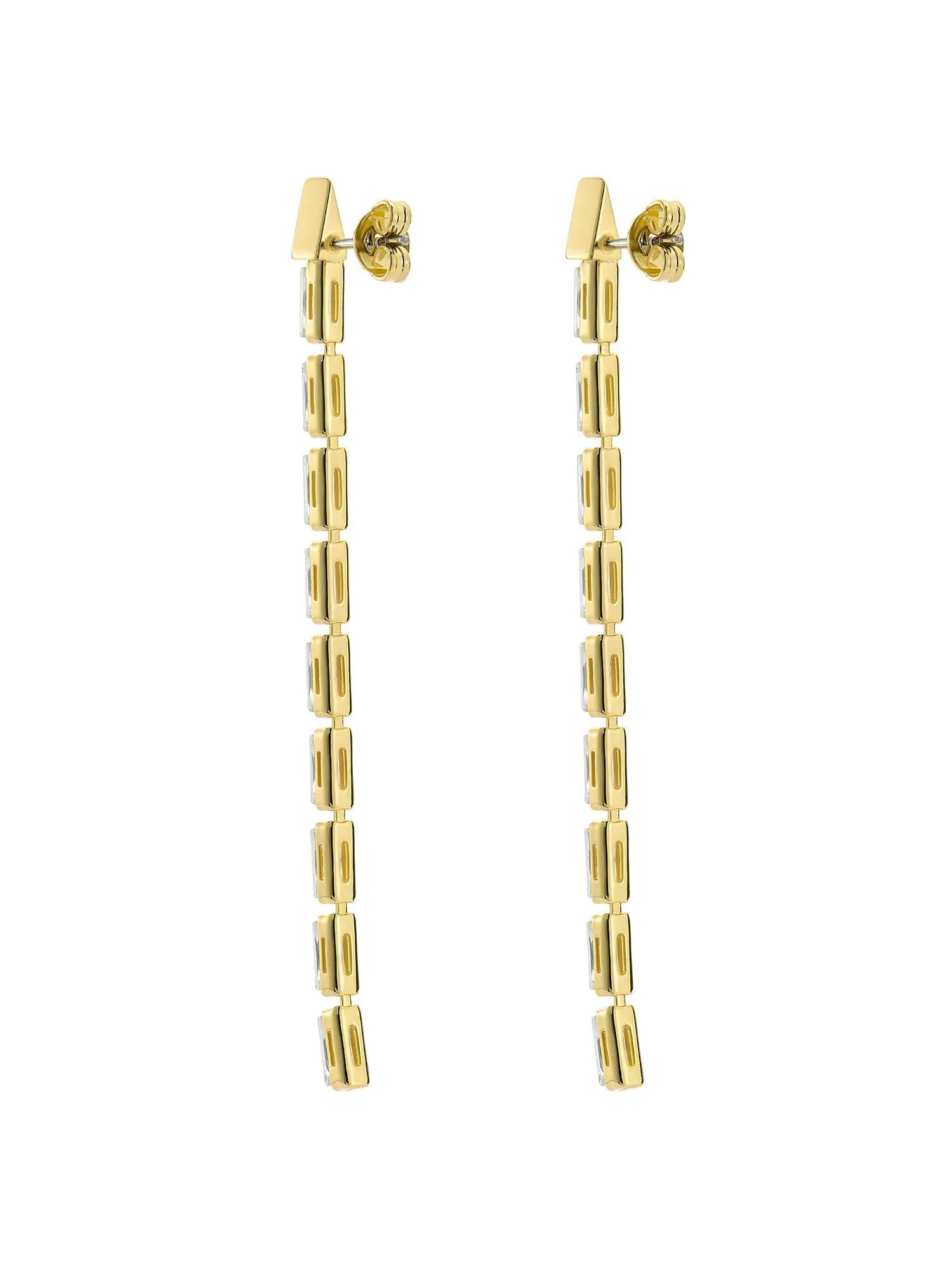 Isalie Crystal Baguette Slinky Drop Earring Gold