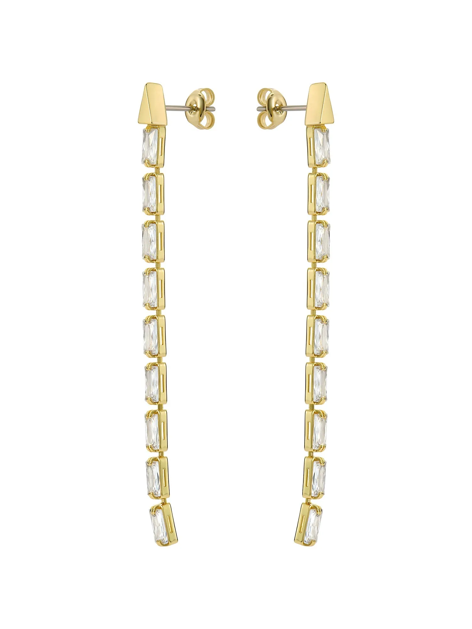 Isalie Crystal Baguette Slinky Drop Earring Gold