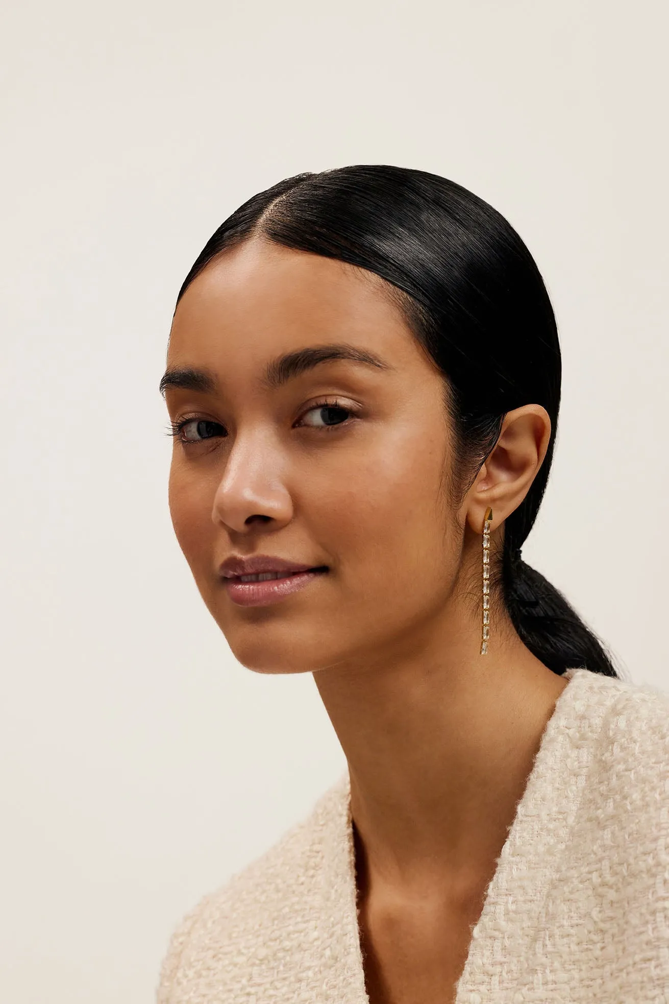 Isalie Crystal Baguette Slinky Drop Earring Gold