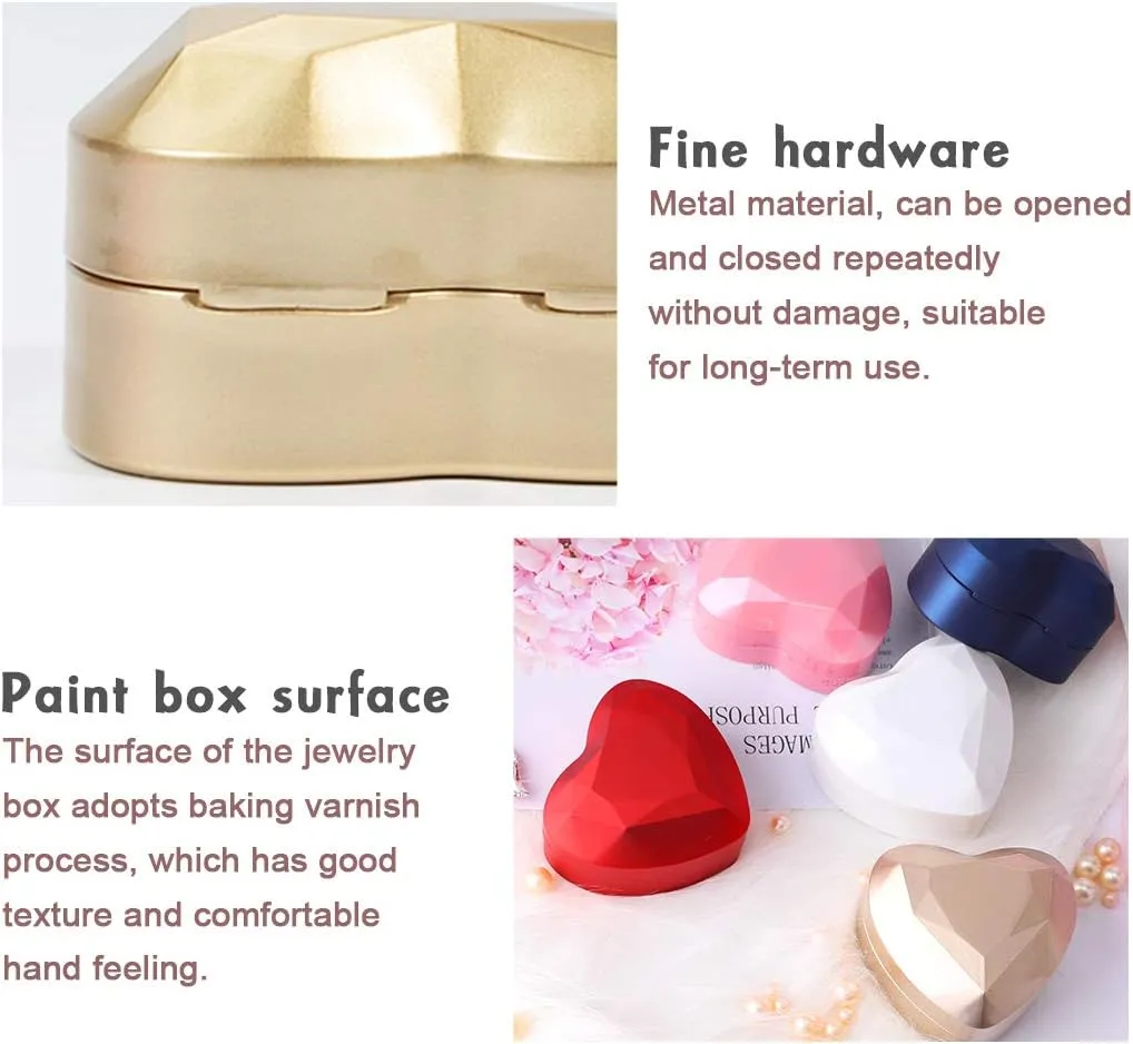 iSuperb Pendant Necklace Box with LED Light Heart Shape Jewelry Gift Box Bracelet Case for Anniversary Wedding Engagment (Blue)