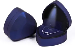 iSuperb Pendant Necklace Box with LED Light Heart Shape Jewelry Gift Box Bracelet Case for Anniversary Wedding Engagment (Blue)