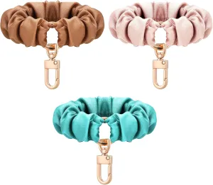 Jadive 3 Pcs Scrunchie Keychain Wristlet Bracelet Stretchy Keyring Wrist Holder for Women