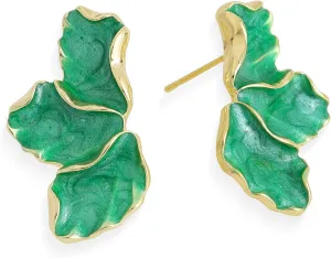 JeanBeau Gold Flower Petal Stud Earrings for Women, Trendy Statement Enamel Floral Earing Summer Prom Fashion Jewelry Gift