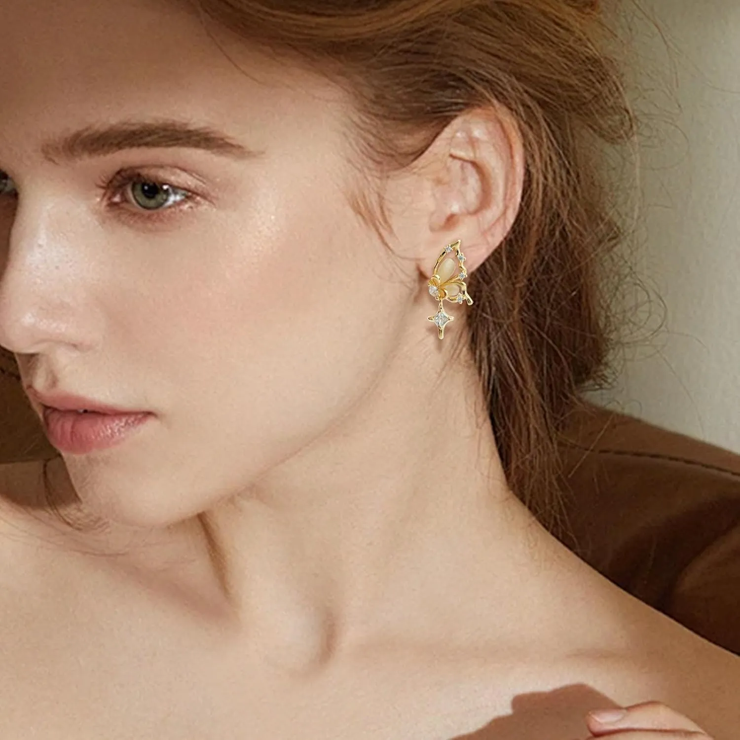 JeanBeau Pearl Flower Leaf Stud Earrings for Women Statement Cluster CZ Pearls Earing Gold Plated Sterling Silver Wedding Prom Birthday Fashion Jewelry Gift