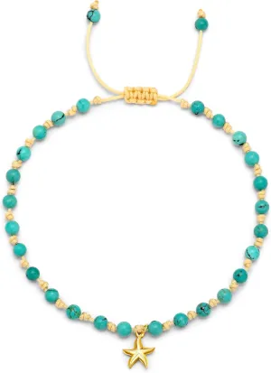 JENDEAR AAA Natural Gemstone Ankle Bracelet for Women with 18K Gold-plated in 925 Sterling Silver