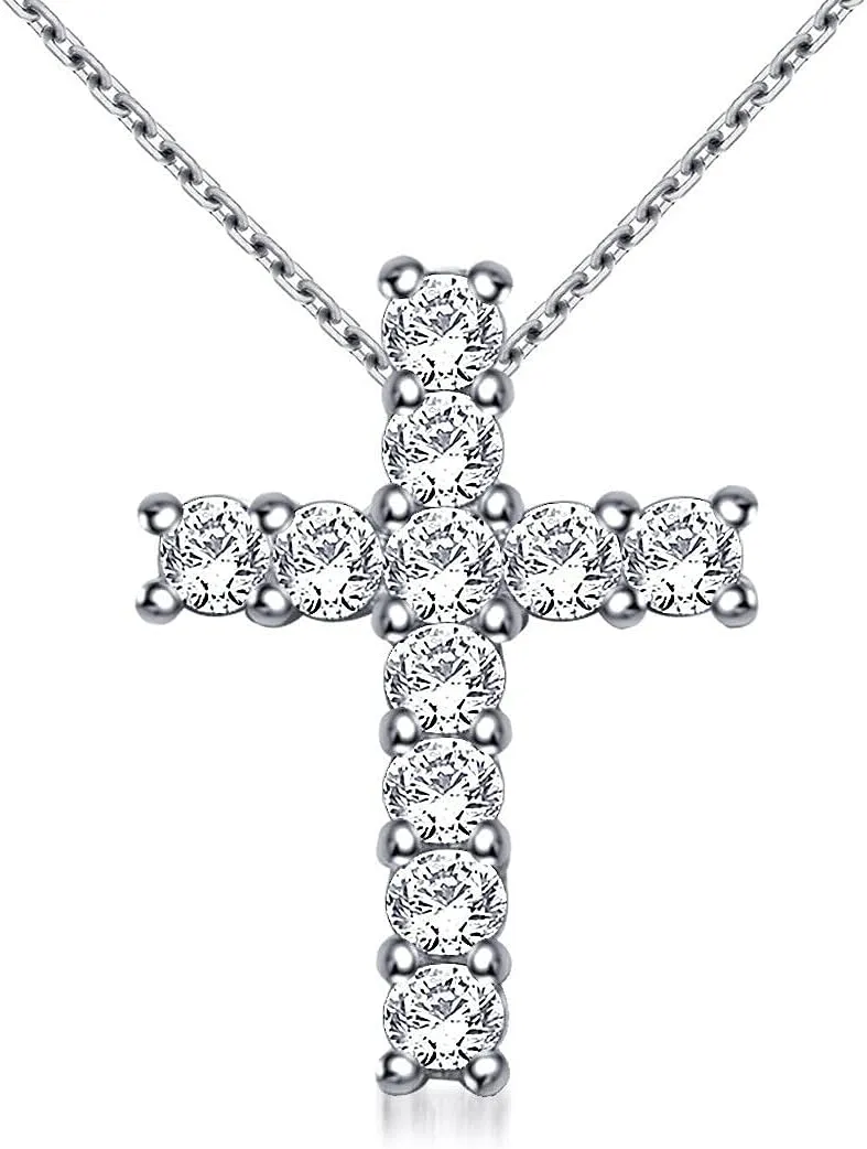 Jesus Cross Pendant Mens Womens Silver 3.06 Ct VVS1 Near White Round Cut Moissanite Gifts For Everyone