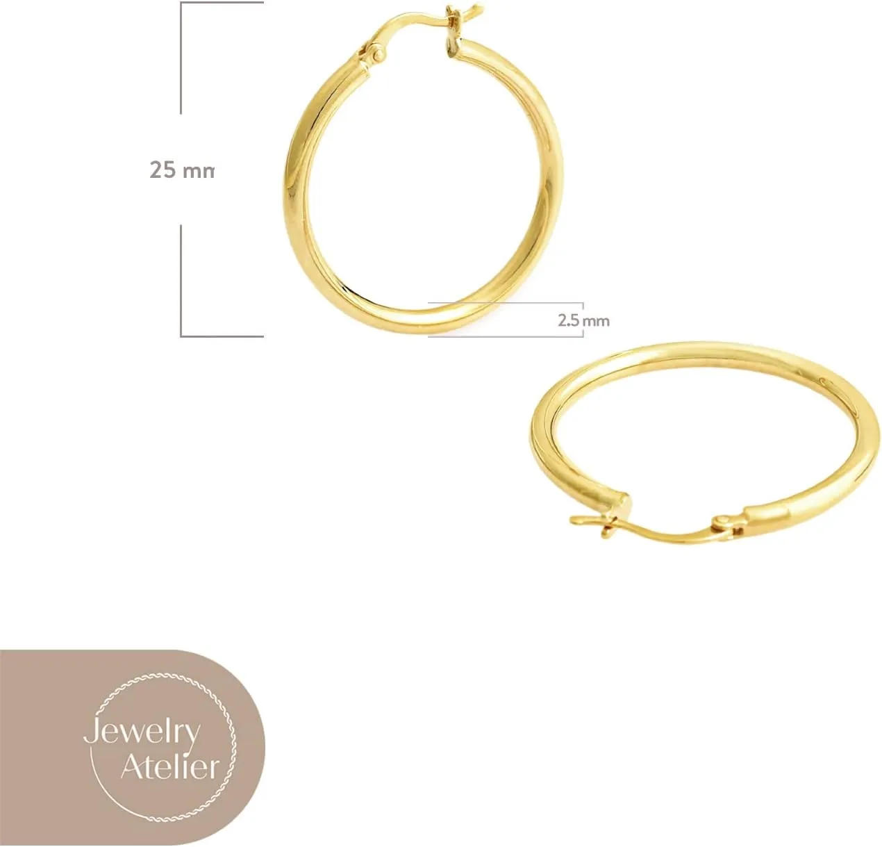 Jewelry Atelier Gold Filled Hoop Earrings Collection - 14K Solid Yellow Gold Filled Stylish Earrings for Women with Different Occasions & Styles
