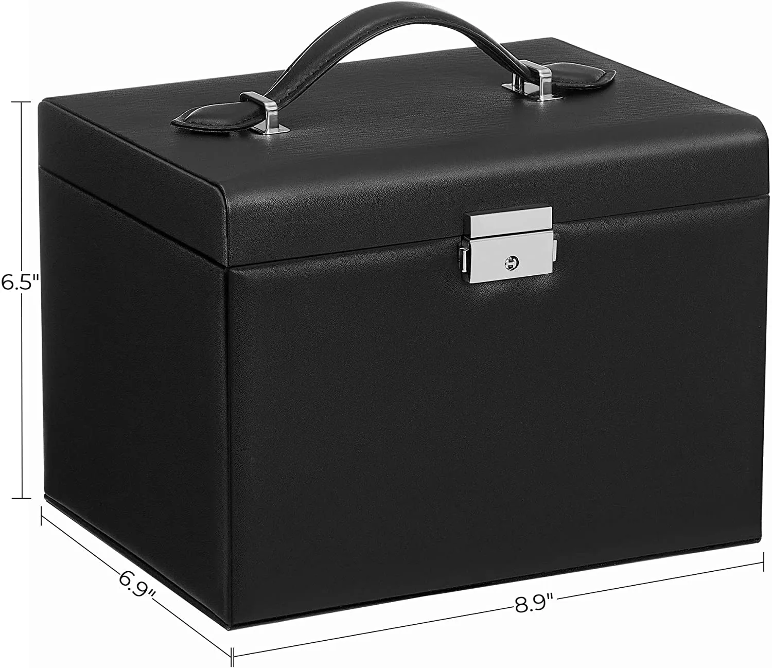Jewelry Box, Jewelry Organizer 4 Levels, Lockable Jewelry Storage Case with Trays, Velvet Lining
