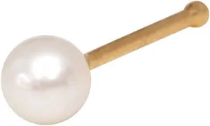Jewelryweb - Solid 14K Yellow or White Gold 3-mm 20 Gauge Freshwater Cultured Pearl Nose Stud - Hypoallergenic Threadless Piercings for Women Men, Yellow White Real Gold