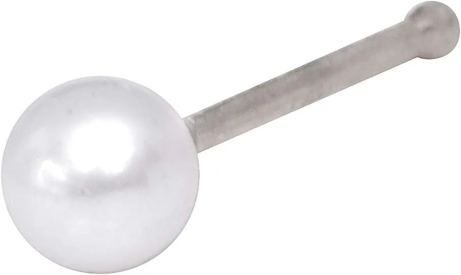 Jewelryweb - Solid 14K Yellow or White Gold 3-mm 20 Gauge Freshwater Cultured Pearl Nose Stud - Hypoallergenic Threadless Piercings for Women Men, Yellow White Real Gold