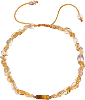Jewever Citrine/Tigers Eye Beaded Anklet Crystal Irregular Beads Ankle Bracelets for Women Wealth Prosperity Balance Yoga Foot Jewelry Spiritual Gifts (8.5"-10")