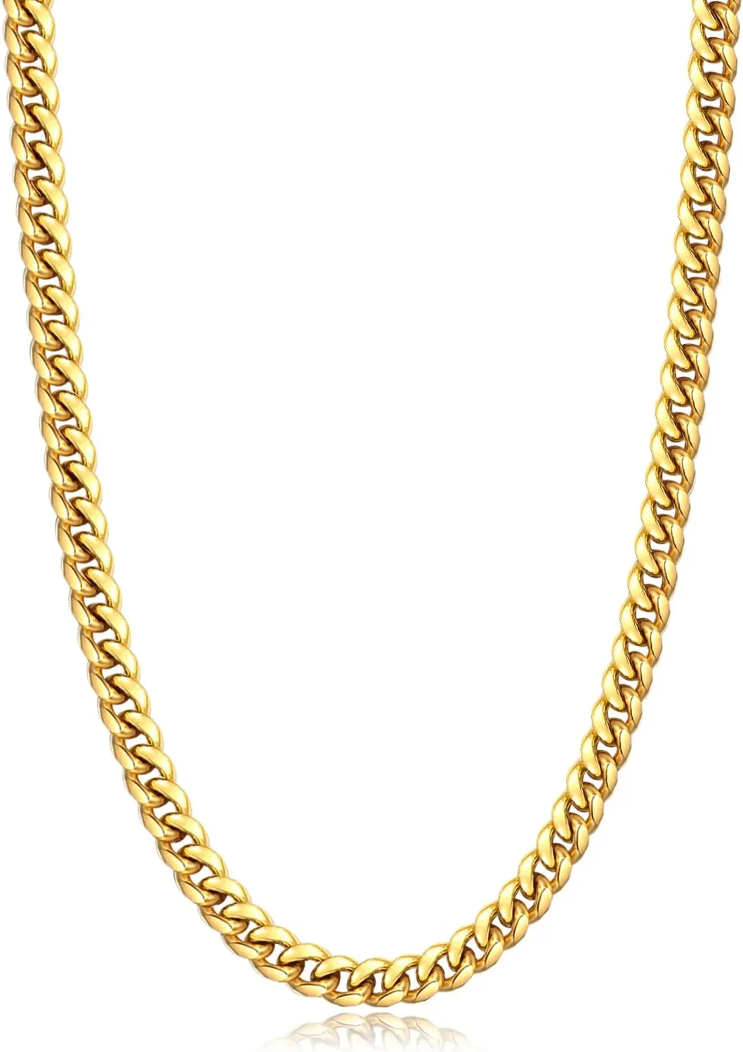 Jewlpire Silver/Black/Gold Chain for Men, Cuban Link Chain Necklace for Men Women, 4mm/6mm Mens Necklace 18K Gold Plated/316L Stainless Steel Mens Chains Necklaces 18/20/22/24/26 Inch