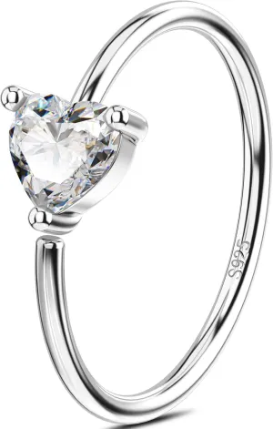 Jewseen 925 Sterling Silver Nose Rings Hoops 20g Hoop Nose Rings Heart Cartilage Hoop Helix Earrings Nose Piercings Jewelry for Women