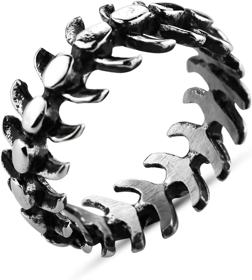 JILIYUPA Silver Goth Punk Ring for Men Women, Skeleton Human Spine Ring, Cool Gothic Ring, Vintage Ring, Knuckle Ring