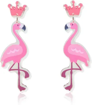 KaFu Handmade Resin Flamingo Dangle Earrings Lightweight Cute Pink Animal Flamingo Dangle Drop Earrings for Women Girls Vacation Jewelry Gift
