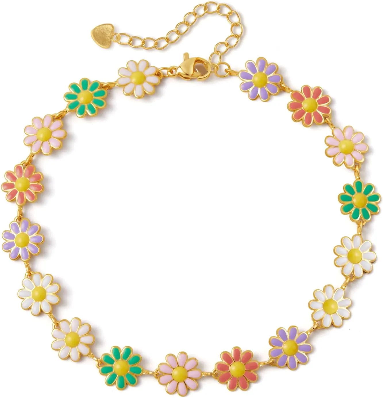 KELMALL Boho Gold Anklets Bracelets for Women, 14K Gold Plated Cute Daisy Beach Waterproof Foot Anklet Bracelet Summer Jewelry Gift, Adjustable Size