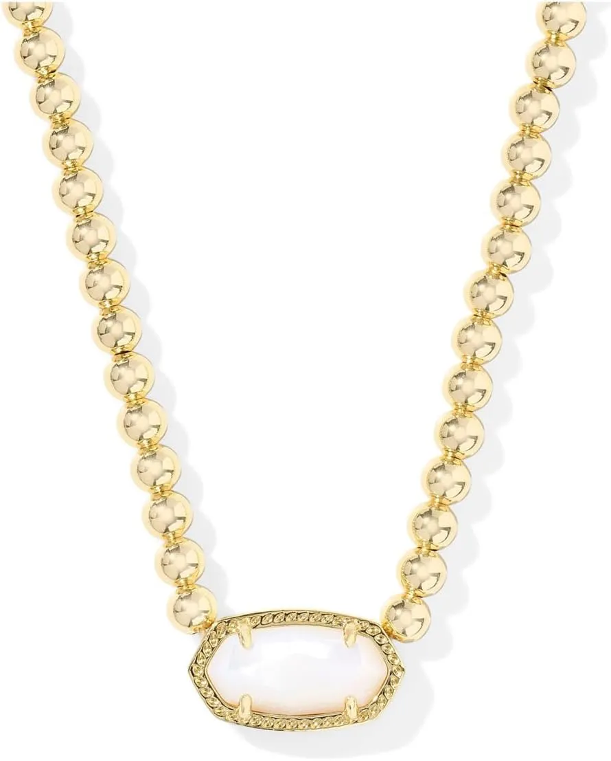 Kendra Scott Elisa Beaded Necklace, 14K Gold-Plated Brass, Fashion Jewelry for Women, Ivory Mother Of Pearl