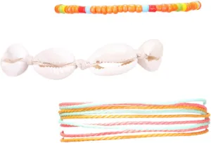 KESYOO 3Pcs Woven Wax Thread Anklet for Women Shell and Bead Ankle Jewelry Summer Beach Fashion Anklets Orange
