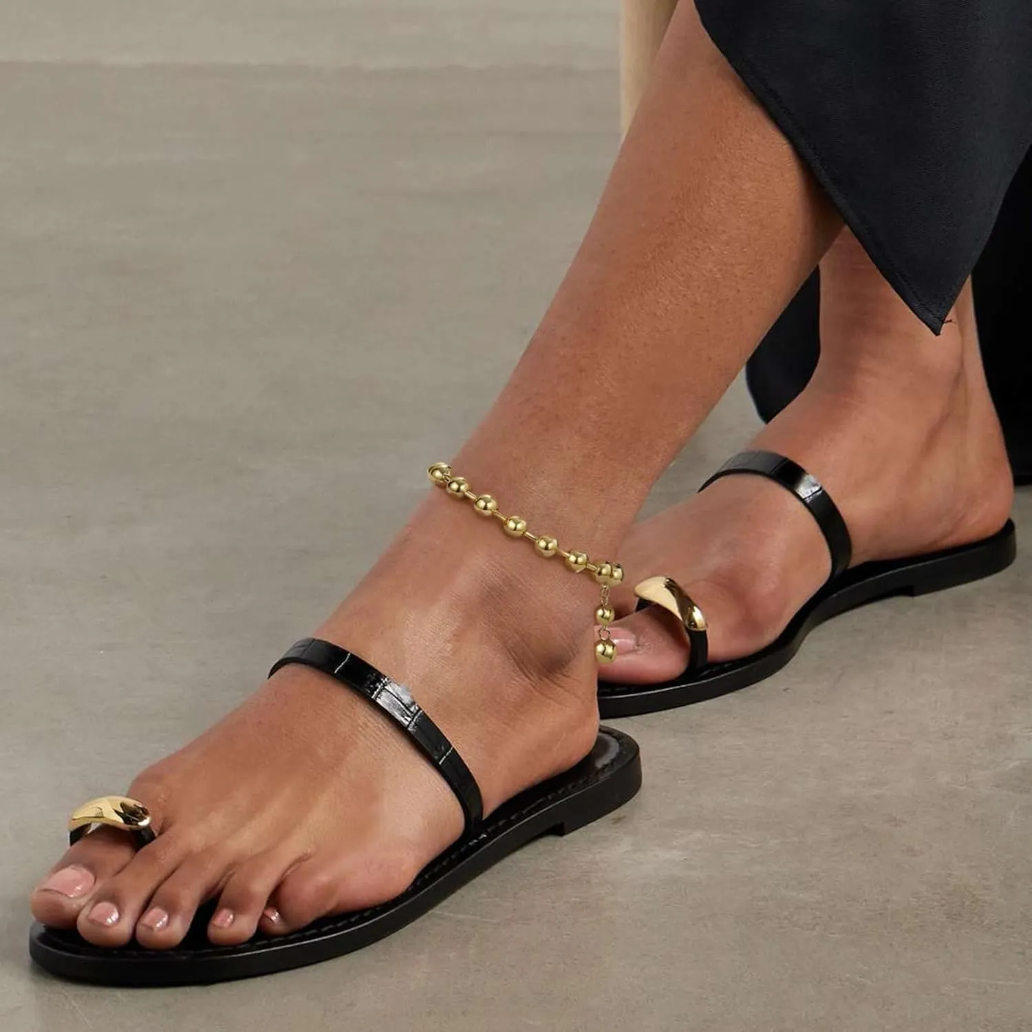 KissYan Gold Ankle Bracelets for Women, 14K Gold Plated Chunky Anklet Cuban Link Beaded with Big Clasp Adjustable Extender Summer Beach Foot Jewelry Gifts