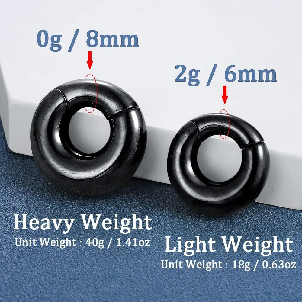 LADEMAYH 2Pcs Ear Weights for Stretched Ears Gauges Body Jewelry, Min. Fit 6g to 1 inch Stylish Heart, Hoop, Bird Stainless Steel Dangle Gauges for Ear Stretching Kit