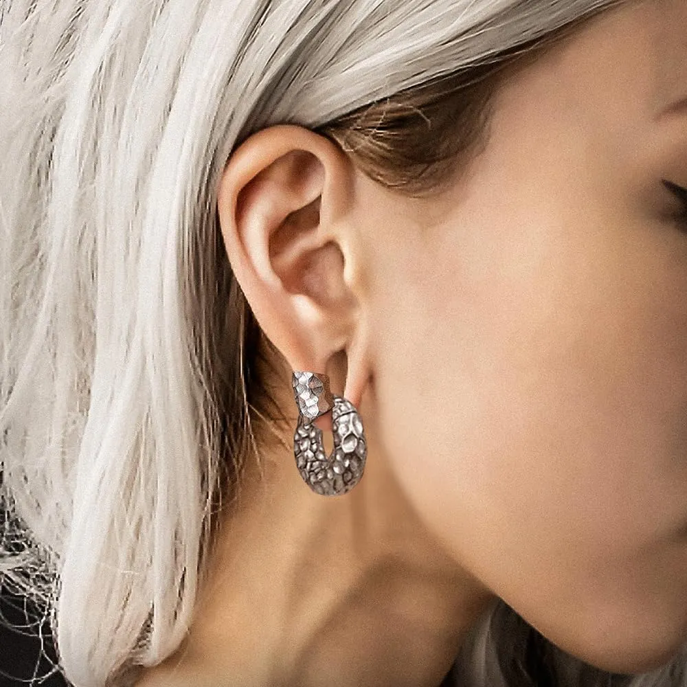 LADEMAYH 2Pcs Ear Weights for Stretched Ears Gauges Body Jewelry, Min. Fit 6g to 1 inch Stylish Heart, Hoop, Bird Stainless Steel Dangle Gauges for Ear Stretching Kit