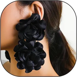 Large Red Flower Earrings for Women Exaggerated Flower Drop Dangle Earrings Fabric Floral Statement Earrings Trendy Party Wedding Jewelry Accessory