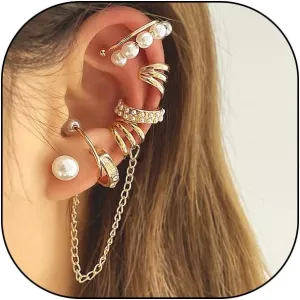 Layering Non Piercing Statement Earrings Set for Women,Gold Chain Pearls Claw Huggie Tassels Earrings Dainty Crystal Ear Cuff Earrings Jewelry Gifts