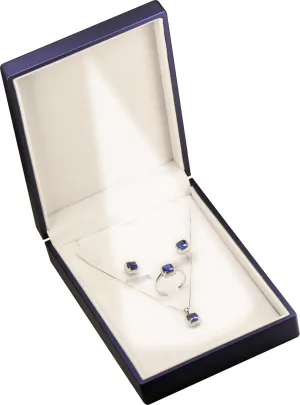 Led Necklace Earrings Ring Gift Box for Engagement, WeddingLuxury LED Necklace Pendant Earrings Ring Sets Jewelry Gift Holder Box with Light for Men for Women(Blue)