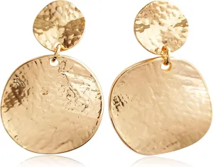 Lightweight Matte Gold Silver Round Disc Geometric Earrings Minimalist Circle Square Statement Earrings for Women Girls Jewelry Gift