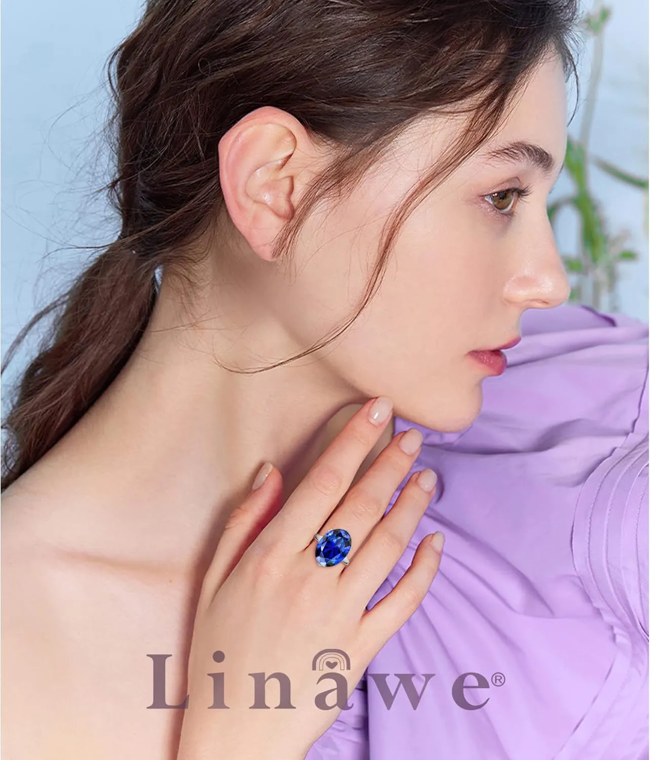 Linawe Cubic Zirconia Imitation Diamond Moissanite Rings for Women, 14K Gold/Rose Gold/Silver Adjustable Chunky Ring, Costume Rhinestone Jewelry for Wedding Engagement