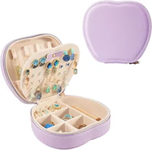 Lolalet Small Jewelry Box, Apple-Shaped Travel Jewelry Organizer for Earrings, Bracelets, Necklaces and Rings, Compact Jewelry Storage Case for Women Girls -Purple