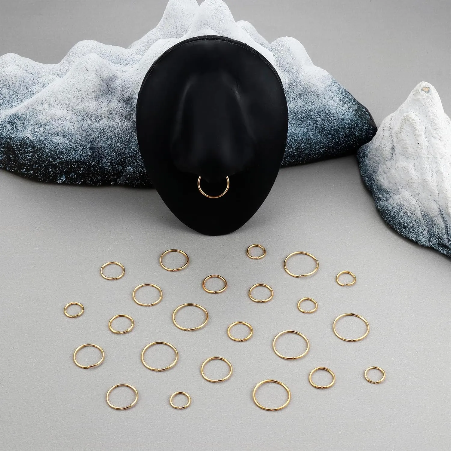 LOYALLOOK 18/24Pcs Hypoallergenic Nose Rings Hoops 316L Surgical Stainless Steel Lightweight Small Piercing Jewelry for Women Men Cartilage Tragus Helix