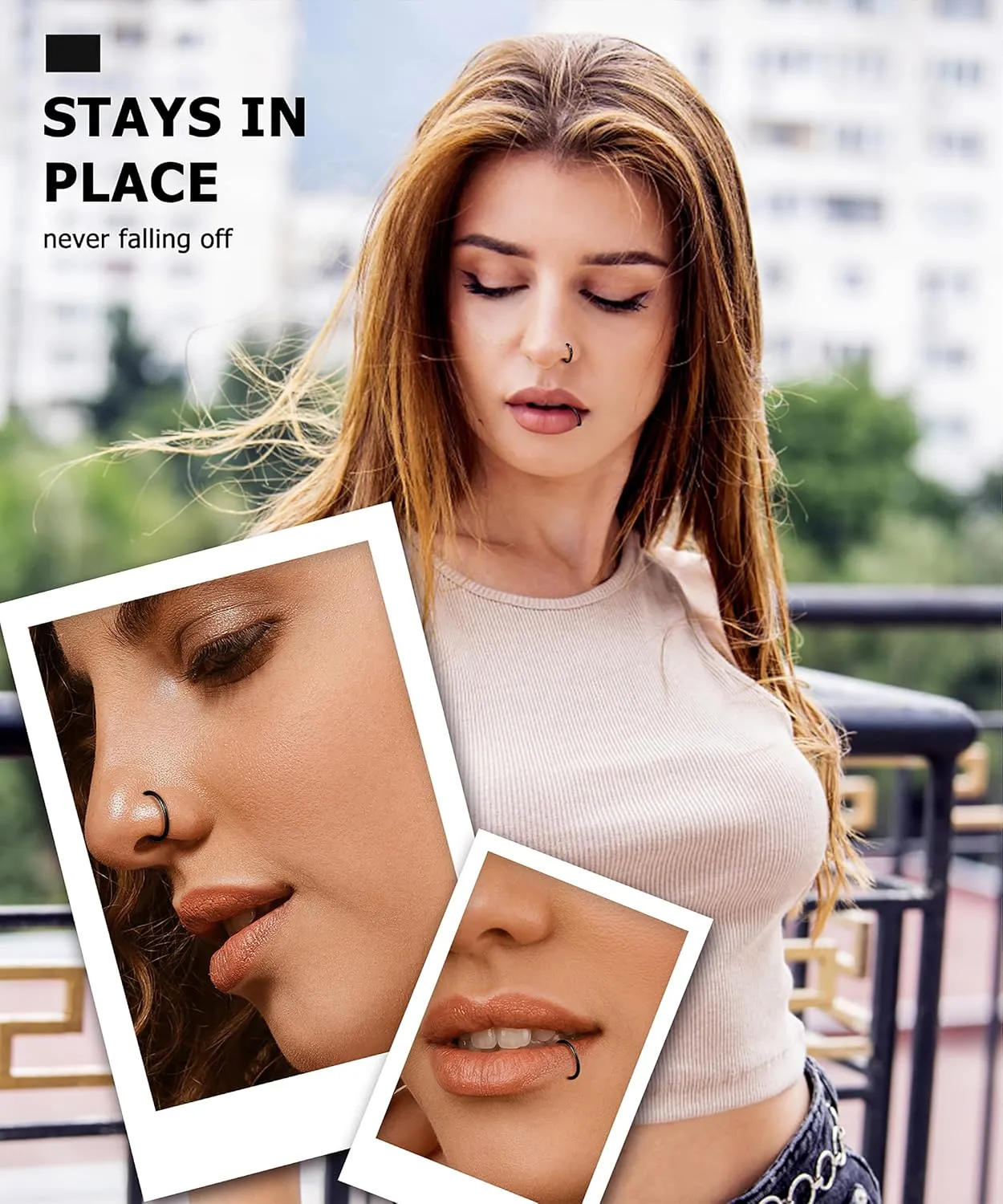 LOYALLOOK 18/24Pcs Hypoallergenic Nose Rings Hoops 316L Surgical Stainless Steel Lightweight Small Piercing Jewelry for Women Men Cartilage Tragus Helix