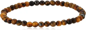 LTC Designs 4mm Smooth Round Tiger's Eye Stretch Bracelets in Various Lengths (6.5, 7, 7.5, 8 Inches) for Women, Men or Friend, Stackable Protection Stone Bracelet Perfect for Everyday Wear w