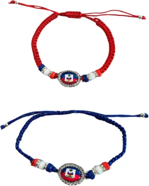Lunch Money Haiti Haitian Flag Adjustable Wrist Wrap Bracelet Rope Bracelet Friendship Bracelet Anklets Jewelry for Women - Haiti Pride Bracelet - Assorted Colors - Includes 1 Bracelet
