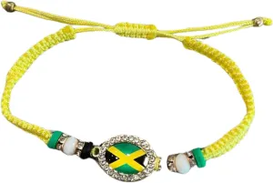 Lunch Money Jamaica Jamaican Flag Adjustable Wrist Wrap Bracelet Rope Bracelet Friendship Bracelet Anklets Jewelry for Women - Jamaica Pride Bracelet - Assorted Colors - Includes 1 Bracelet