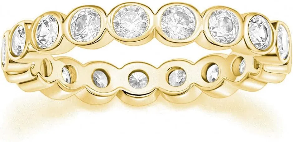 Mameloly 3.8mm Wedding Bands for Women Cubic Zirconia Full Eternity Stackable Engagement Promise Rings for Her Size 4-12