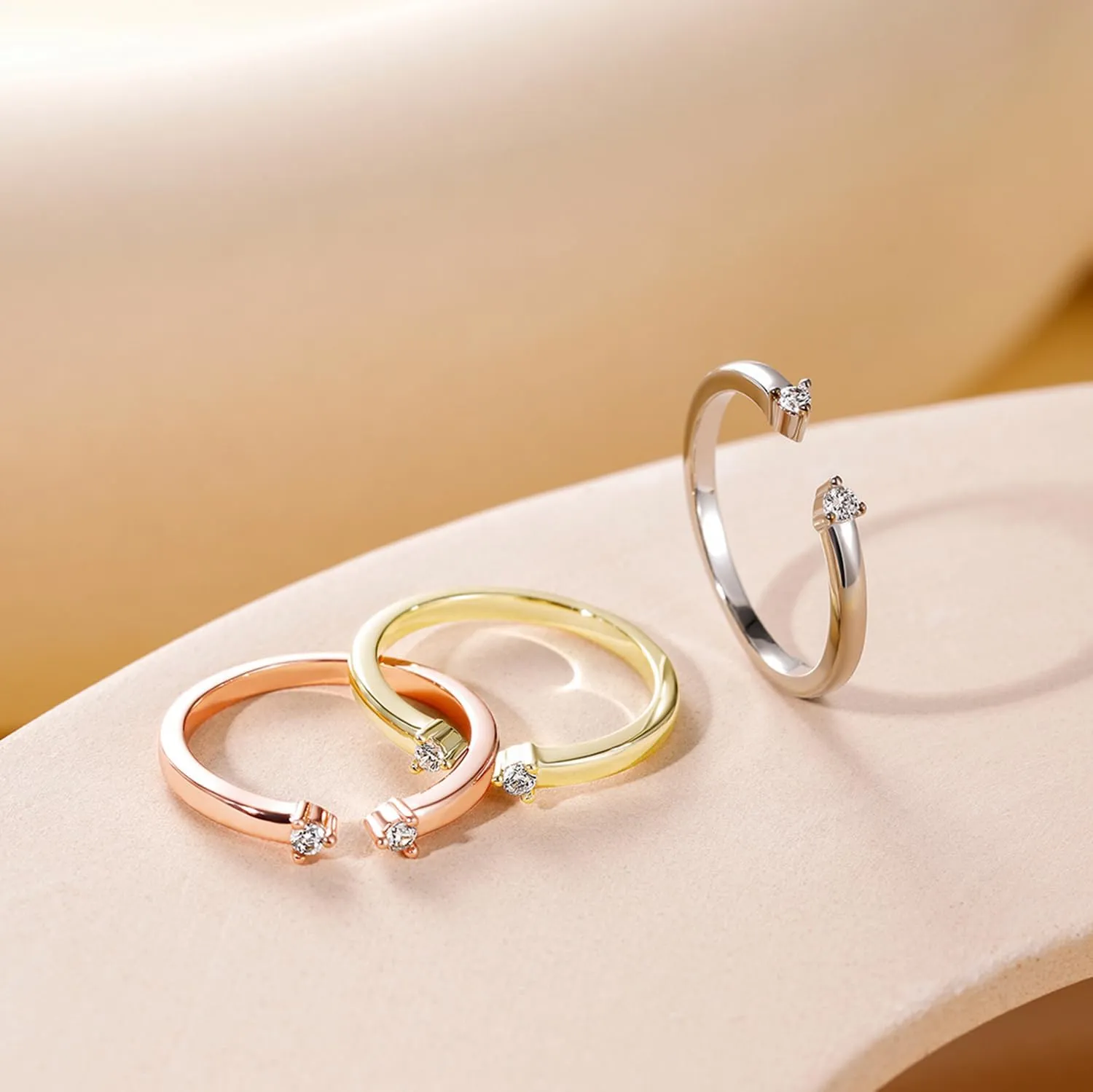 Mameloly Wedding Bands for Women Open Stackable CZ Cubic Zirconia Engagement Rings for Her Size 4-12