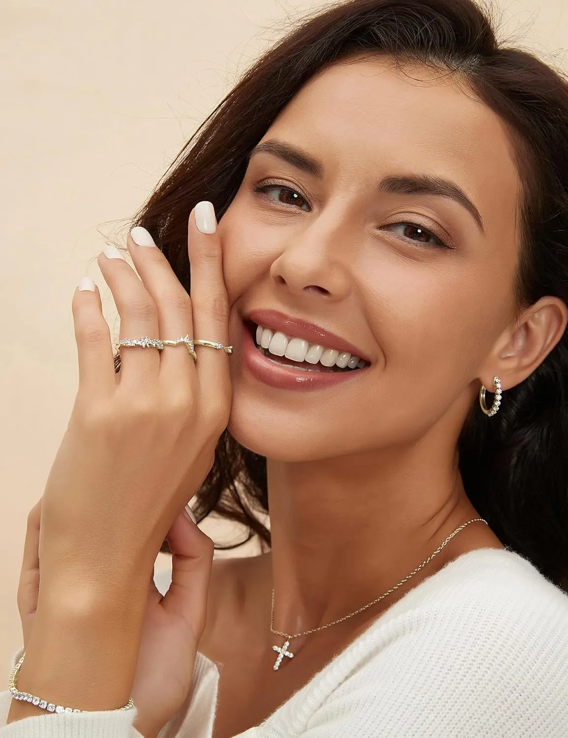 Mameloly Wedding Bands for Women Pear & Round Shaped CZ Cubic Zirconia Curved Stackable Engagement Rings for Her Size 4-12