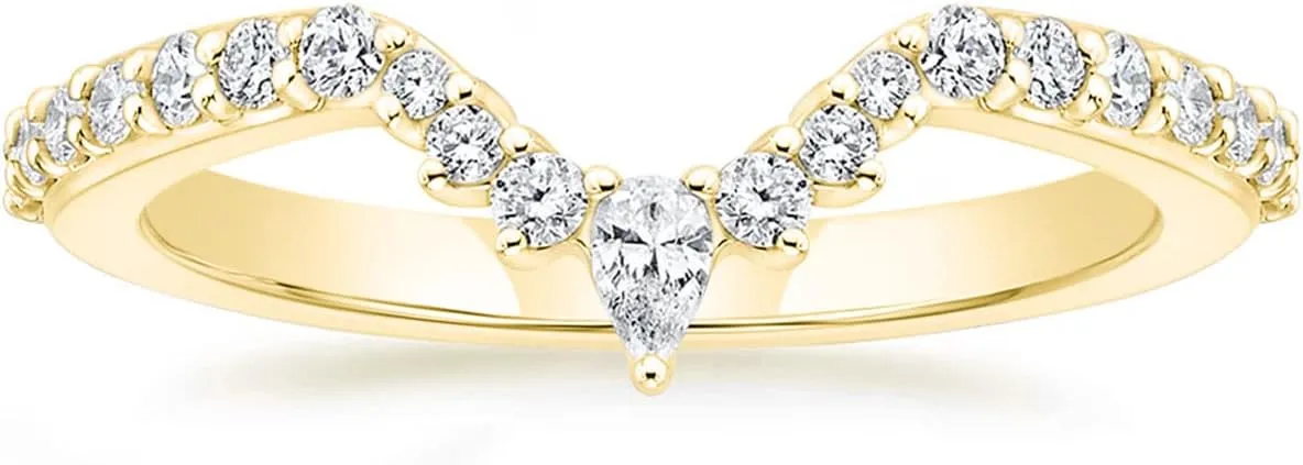 Mameloly Wedding Bands for Women Pear & Round Shaped Stackable Cubic Zirconia Half Eternity CZ Curved Engagement Rings for Her Size 4-12