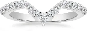 Mameloly Wedding Bands for Women Pear & Round Shaped Stackable Cubic Zirconia Half Eternity CZ Curved Engagement Rings for Her Size 4-12