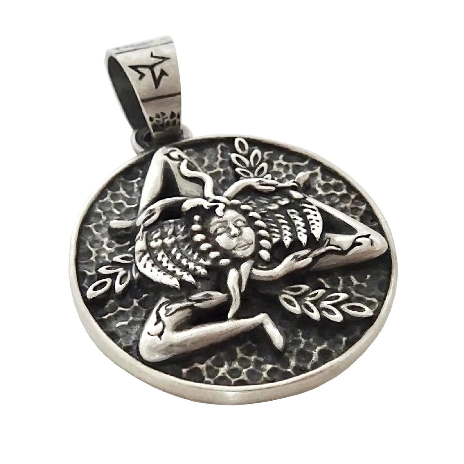 Medusa Triskelion Sicilian Sterling Silver 925 Handmade Pendant with or without Chain Necklace Trinacria Oxidized