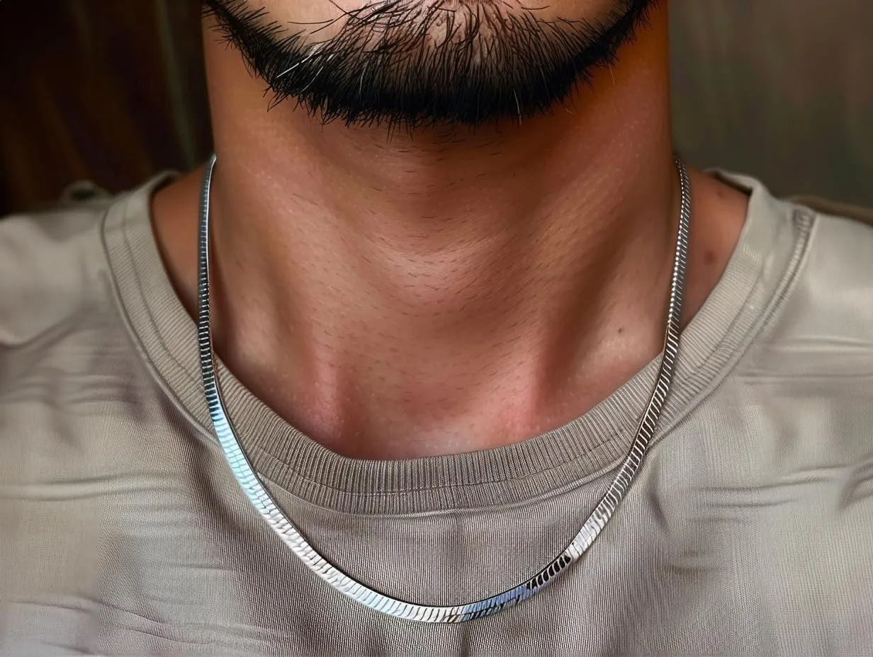 Men Snake Flat Necklace Gold Silver 316L Stainless Steel 925 Sterling Silver