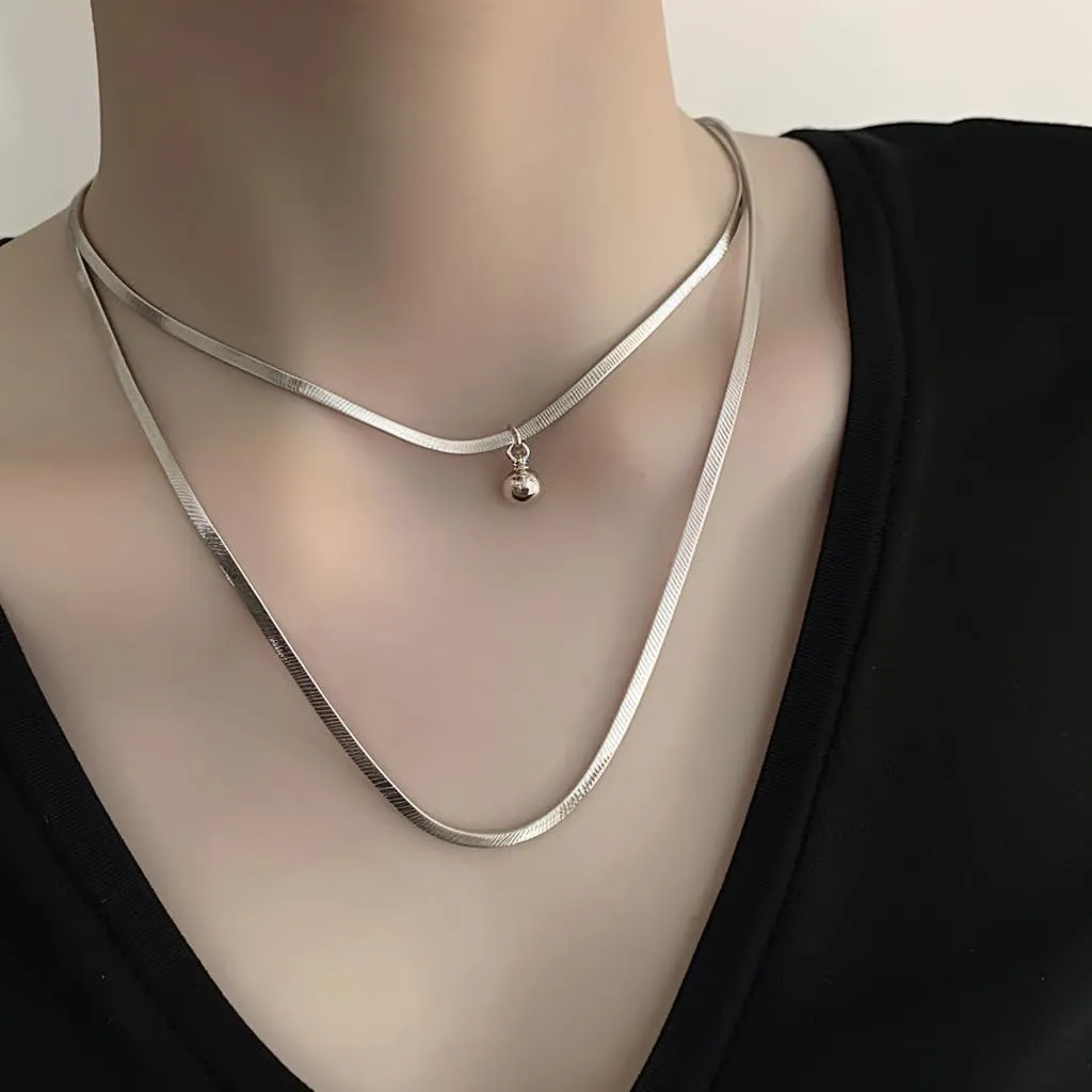 Men Snake Flat Necklace Gold Silver 316L Stainless Steel 925 Sterling Silver