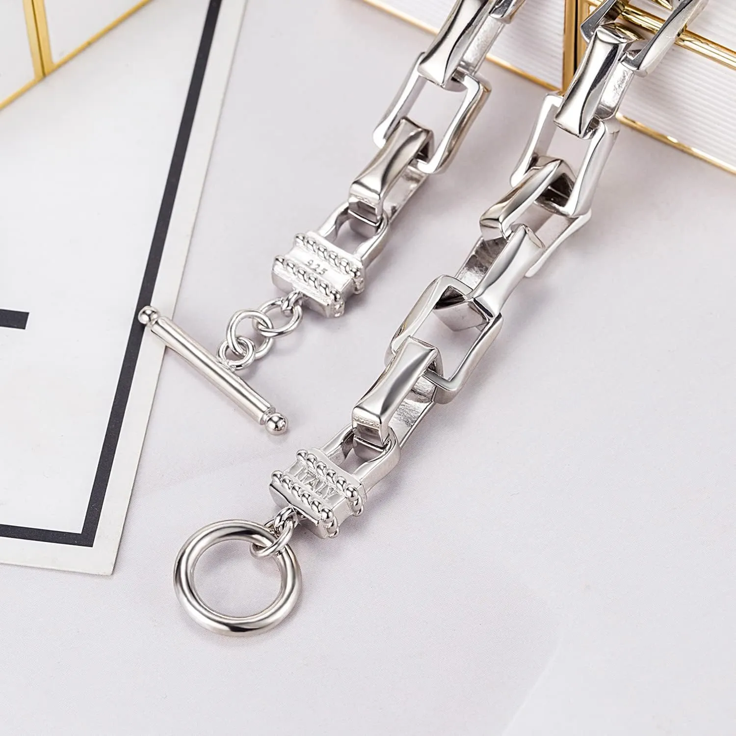 Men Solid 925 Sterling Silver Cable Rolo Link Chain Necklace Women 9MM &10MM-Curb Cuban Chain Thick Big Choker 18" 20" 22" 24" 26 "28" 30" Fine Jewelry Gift